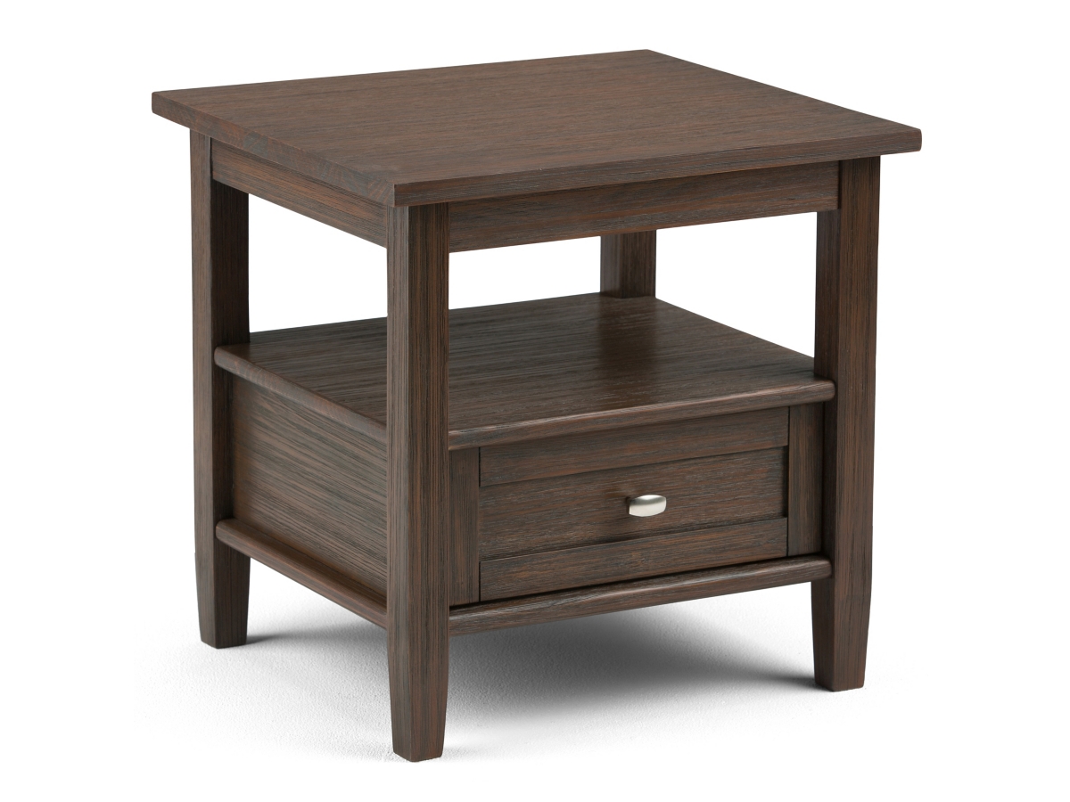 Simpli Home Warm Shaker End Table, Farmhouse Brown, large