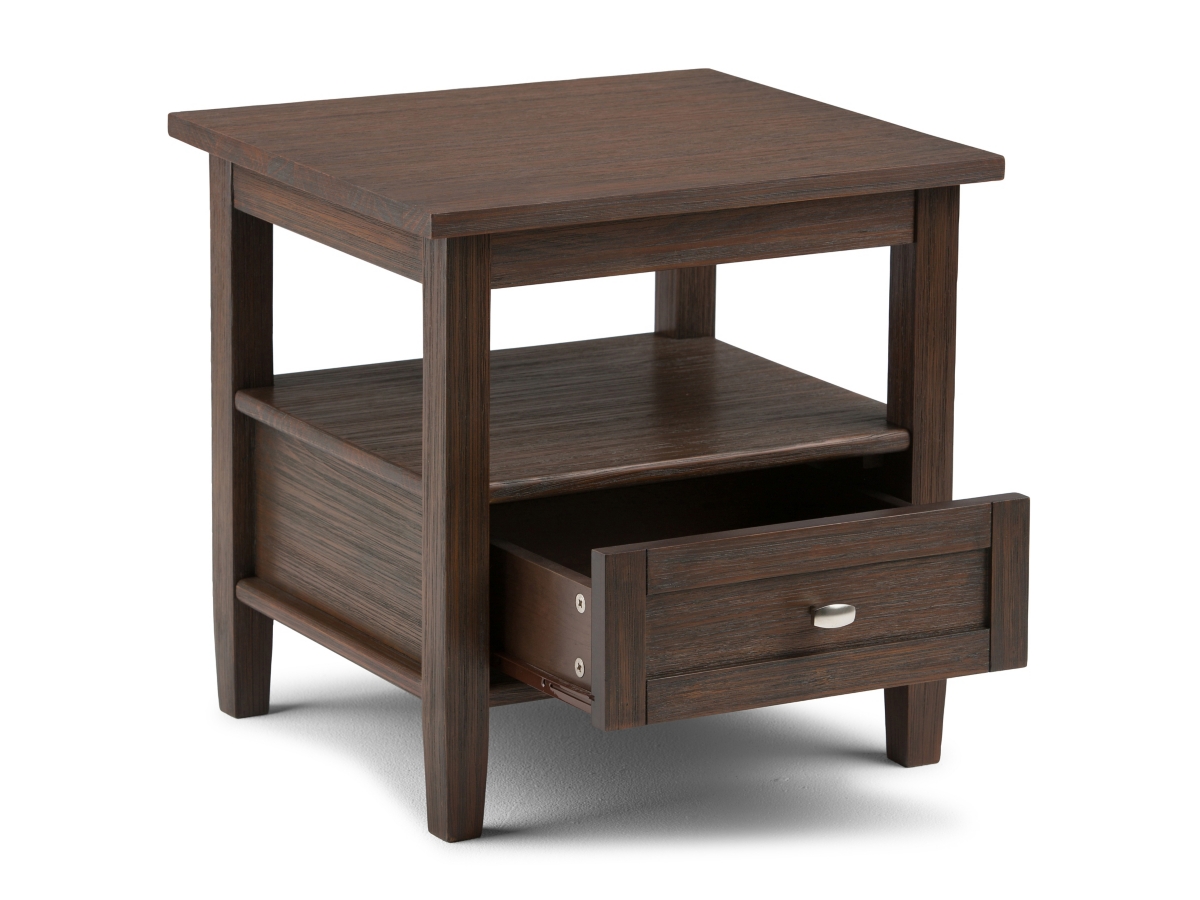 Simpli Home Warm Shaker End Table, Farmhouse Brown, large