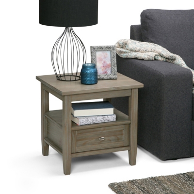 Simpli Home Warm Shaker End Table, Distressed Gray