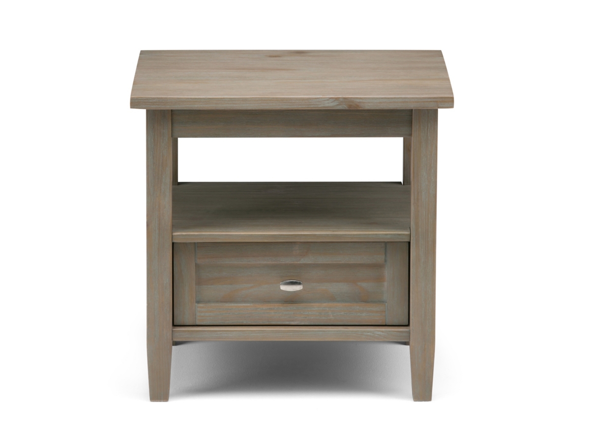Simpli Home Warm Shaker End Table, Distressed Gray, large