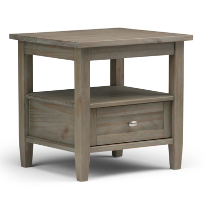 Simpli Home Warm Shaker End Table, Distressed Gray, large