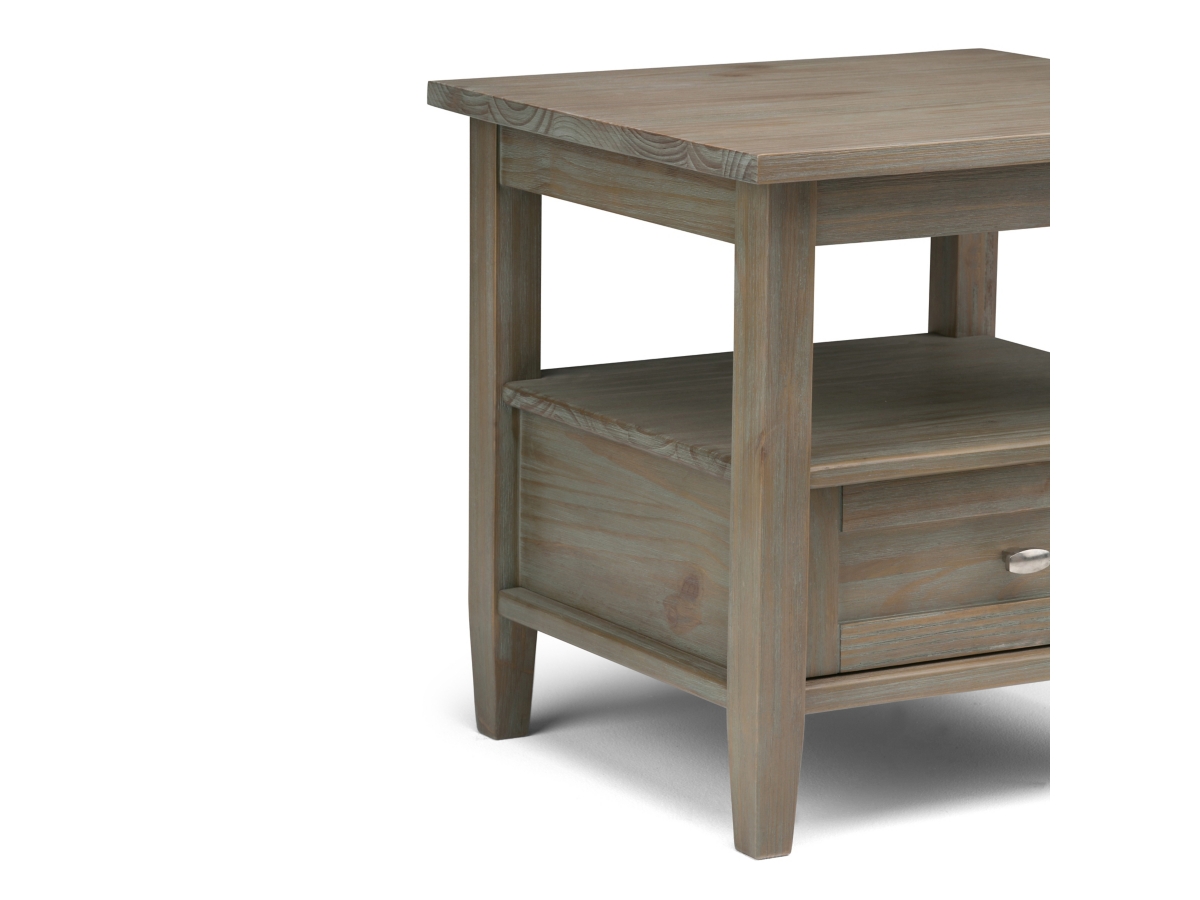 Simpli Home Warm Shaker End Table, Distressed Gray, large