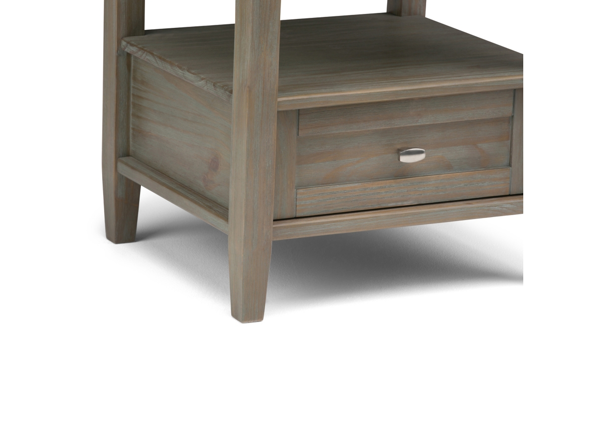 Simpli Home Warm Shaker End Table, Distressed Gray, large