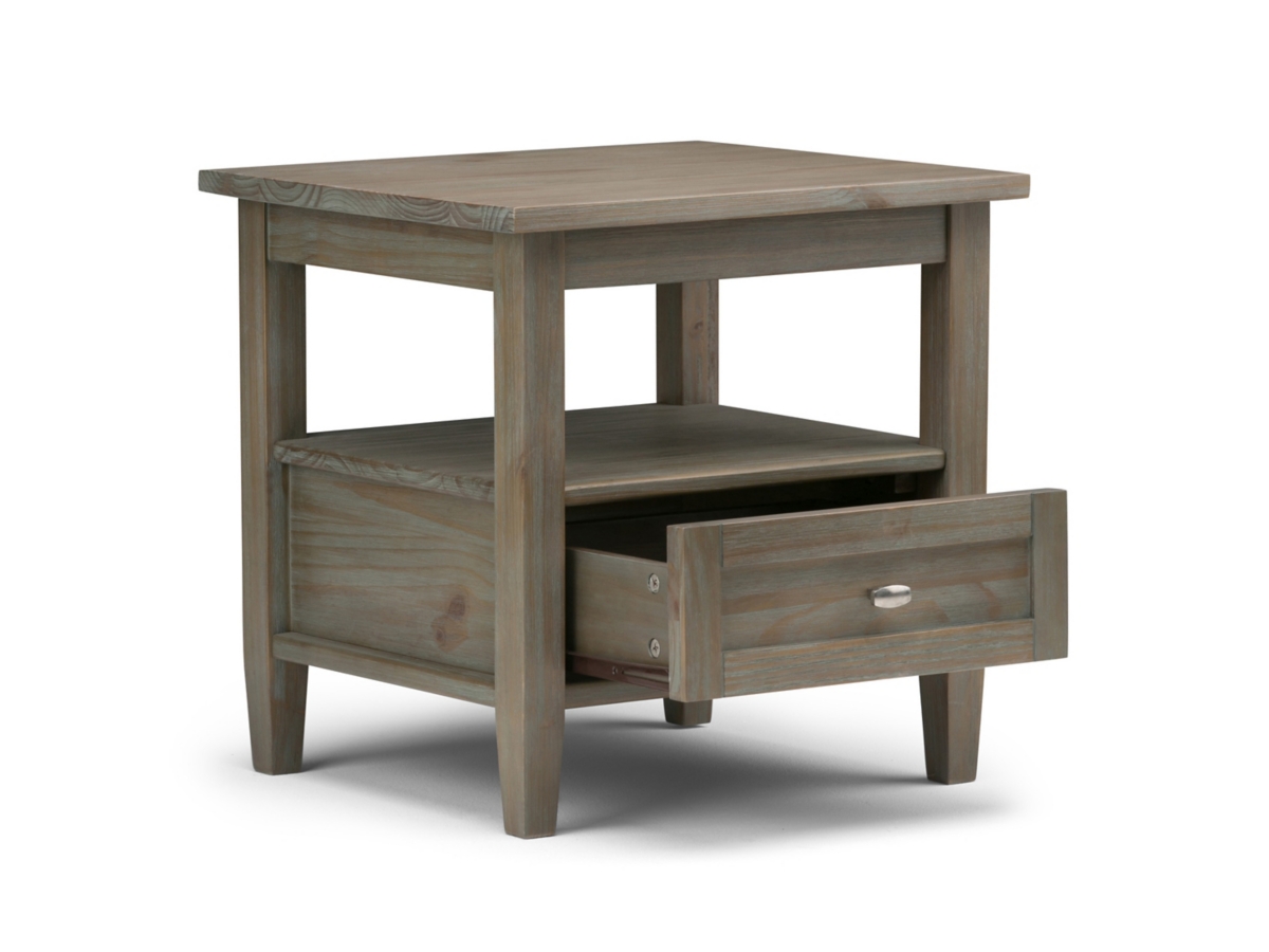 Simpli Home Warm Shaker End Table, Distressed Gray, large