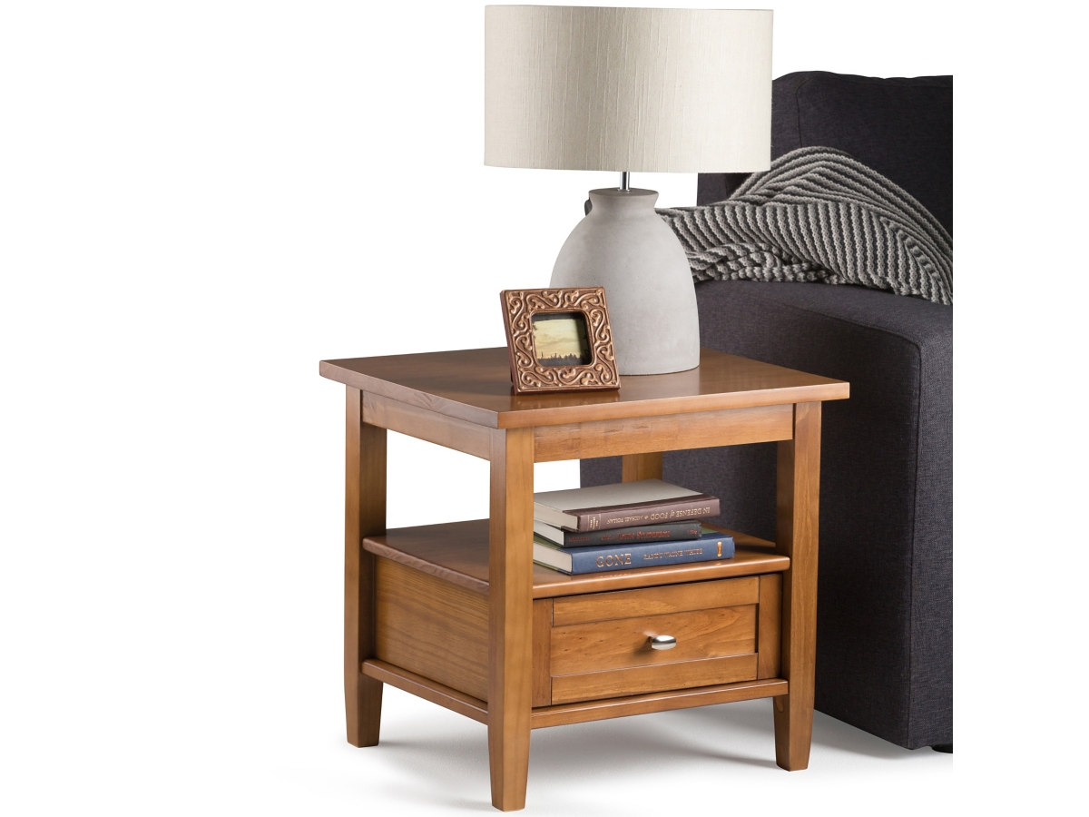 Simpli Home Warm Shaker End Table, Light Golden Brown, large