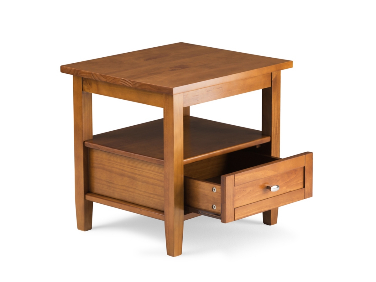 Simpli Home Warm Shaker End Table, Light Golden Brown, large