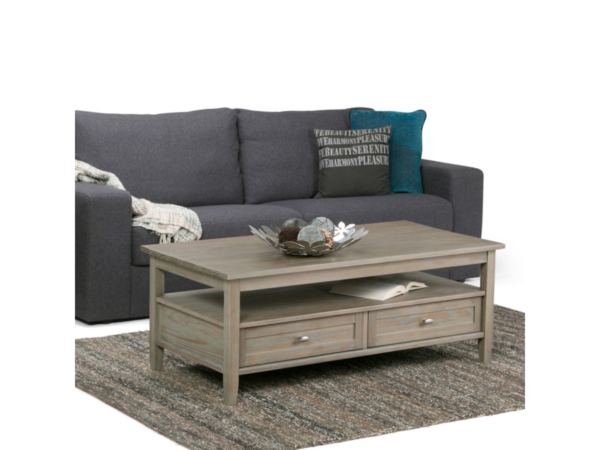 Simpli Home Warm Shaker Coffee Table, Distressed Gray, large
