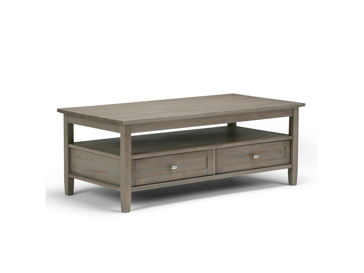 Simpli Home Warm Shaker Coffee Table, Distressed Gray, large