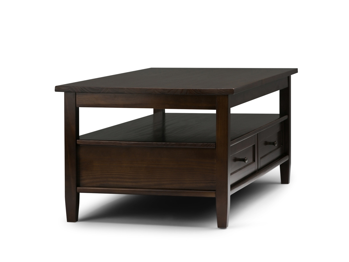 Simpli Home Warm Shaker Coffee Table, Tobacco Brown, large