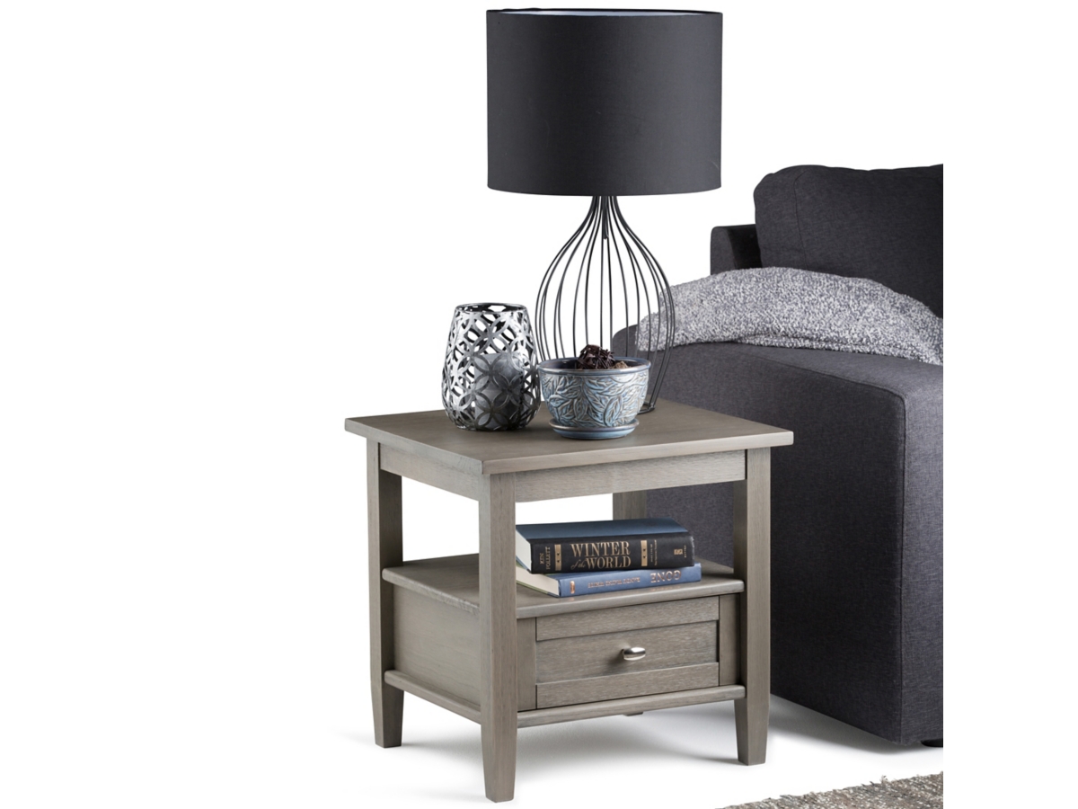 Simpli Home Warm Shaker End Table, Farmhouse Gray, large