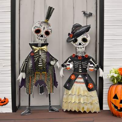 Galt International Dia De Los Muertos Statue (Set of 2), Black