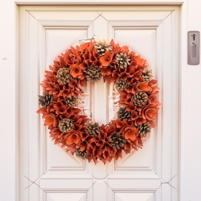 Galt International Pinecone Wreath 18, Orange