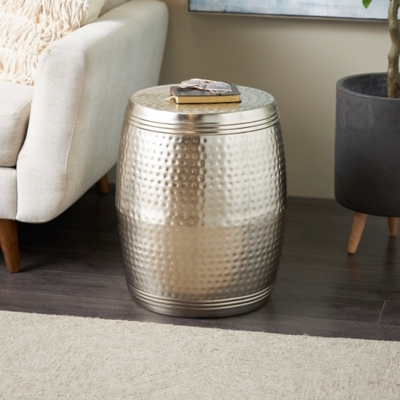 Bayberry Lane Drum Accent Table, Silver, rollover