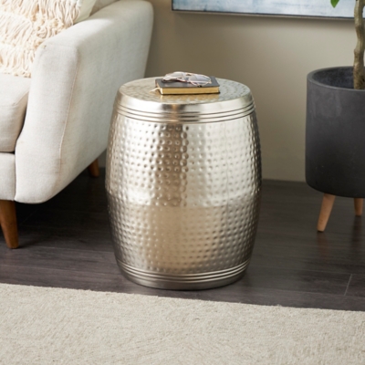 Bayberry Lane Drum Accent Table, Silver