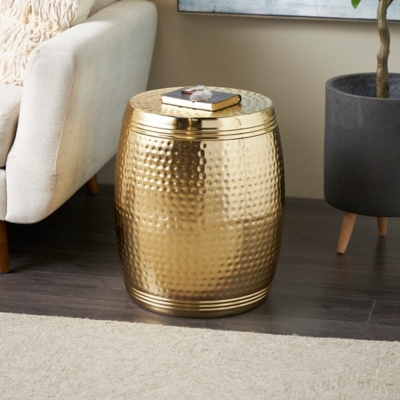 Bayberry Lane Drum Accent Table, Gold, rollover