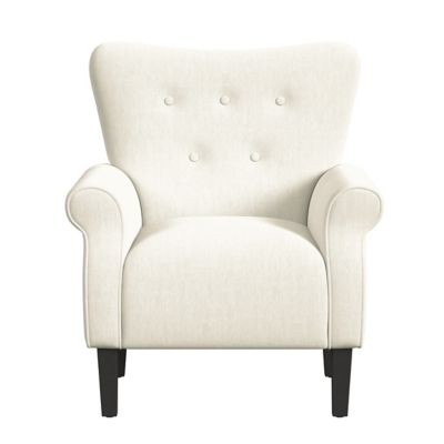 HomePop Rolled Arm Accent Chair, White, large