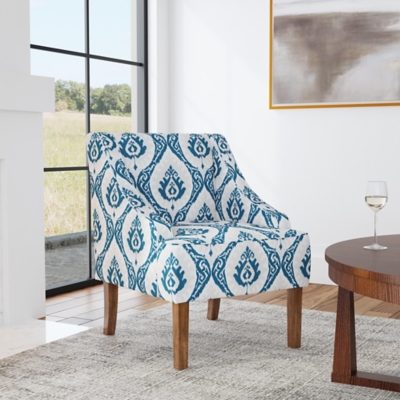 HomePop Classic Swoop Arm Chair, Blue Medallion