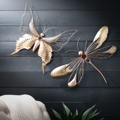 Sullivans Dragonfly Wall Decor Set of 2, Gold