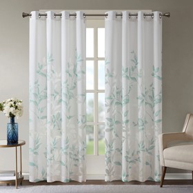 A600082364 Cecily Burnout Curtain (Set of 2), Aqua sku A600082364