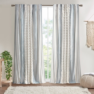 A600082374 Imani Curtain Panel, White/Navy sku A600082374