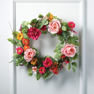 A600082421 Sullivans Artificial 24 Floral Wreath, Pink sku A600082421