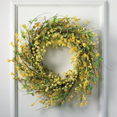 A600082424 Sullivans Artificial 26 Wispy Wreath, Yellow sku A600082424