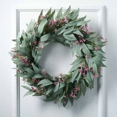 Sullivans Artificial 25 Blade Eucalyptus Wreath, Green