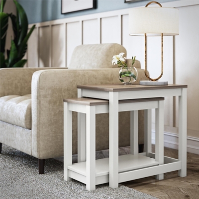 Ameriwood Home Keates Nesting Table Set of 2, Oxford White