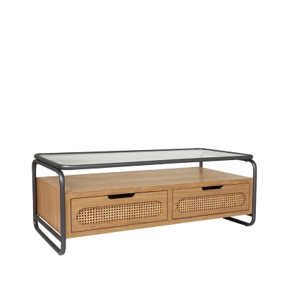 Bayberry Lane Shelf Coffee Table with Drawers, , large
