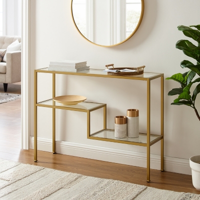 Crosley Furniture Sloane Entryway Console Table, Gold, rollover