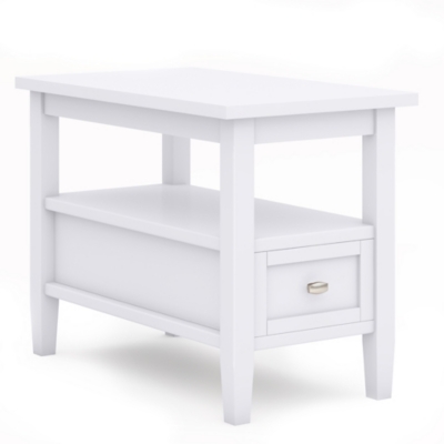 Simpli Home Warm Shaker Narrow Accent Side Table, White, large