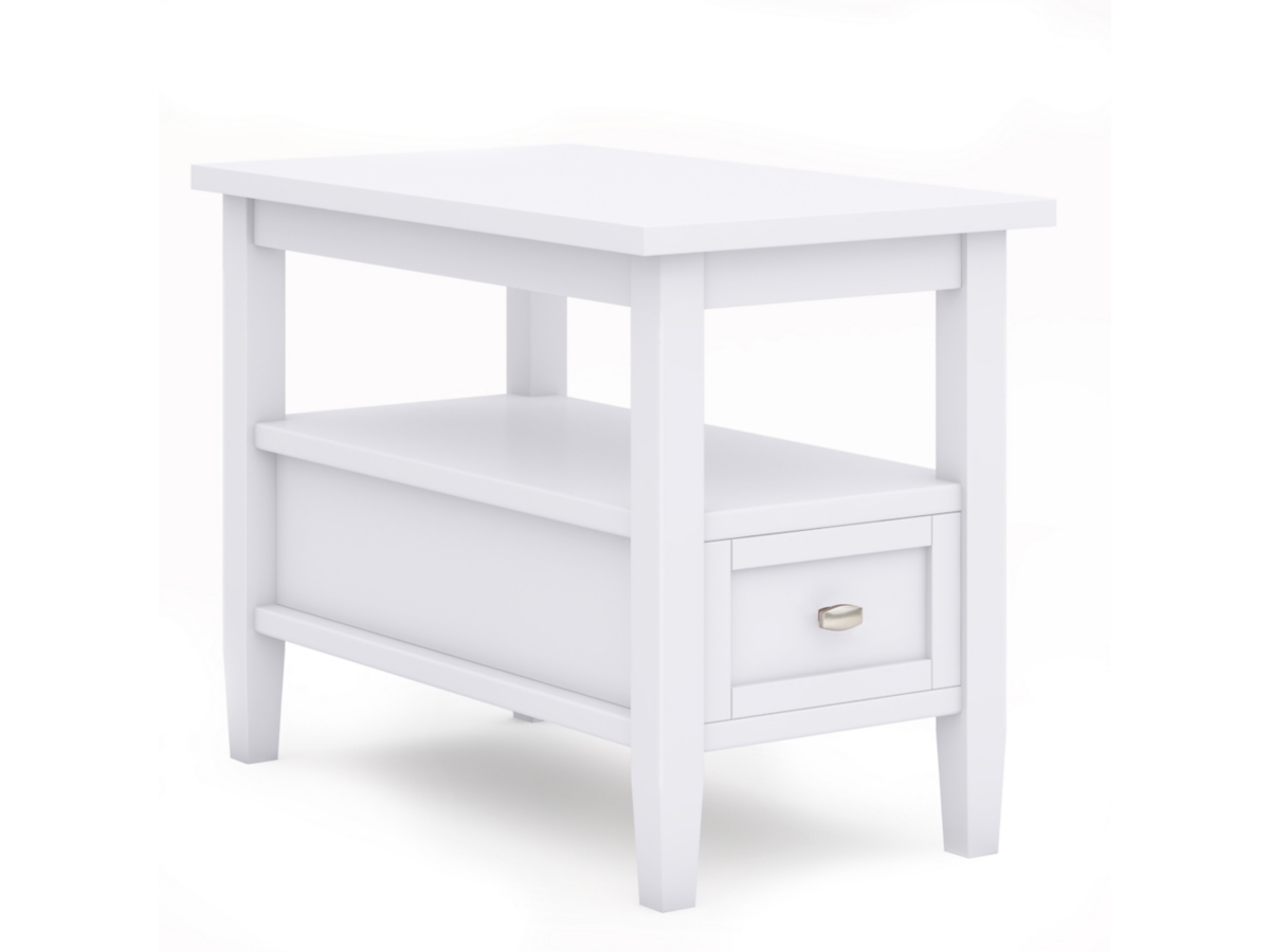 Simpli Home Warm Shaker Narrow Accent Side Table, White, large