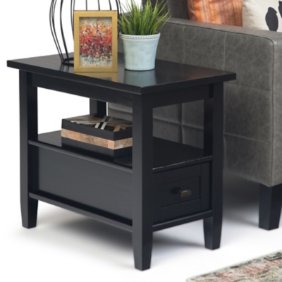 Simpli Home Warm Shaker Narrow Accent Side Table, Black, large