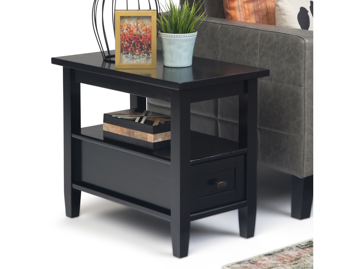 Simpli Home Warm Shaker Narrow Accent Side Table, Black, large
