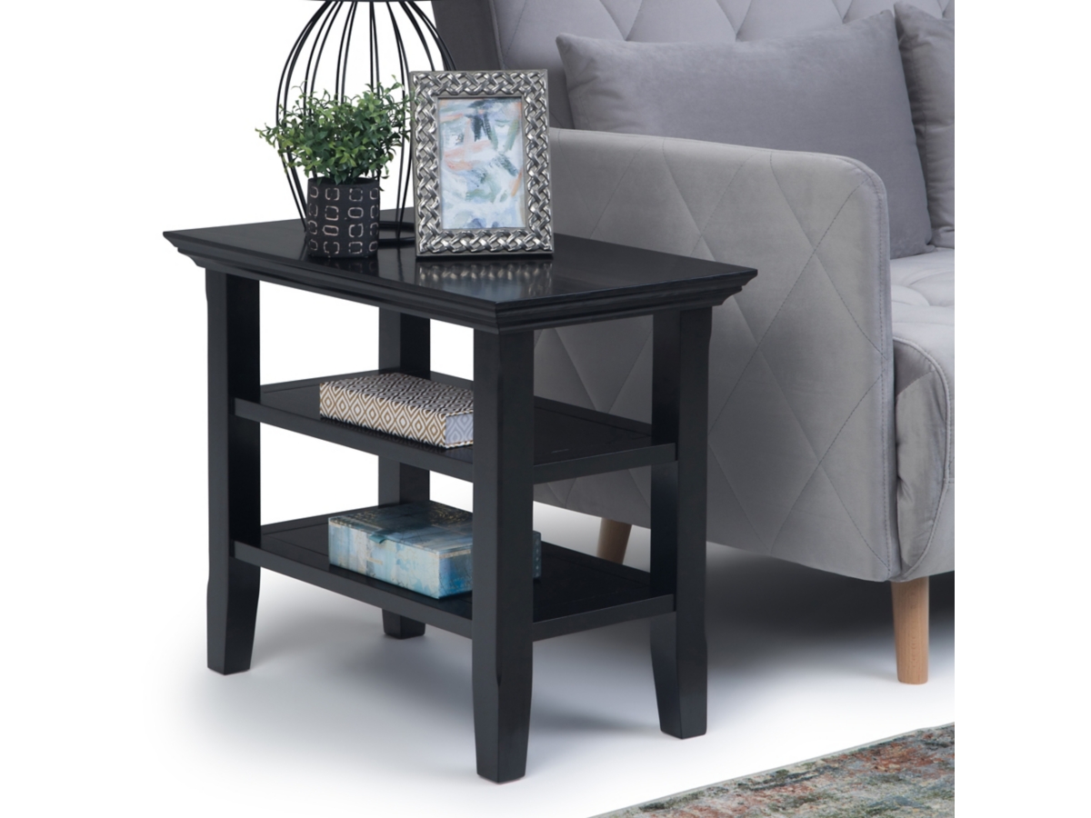 Simpli Home Acadian Narrow Accent Side Table, Black, large