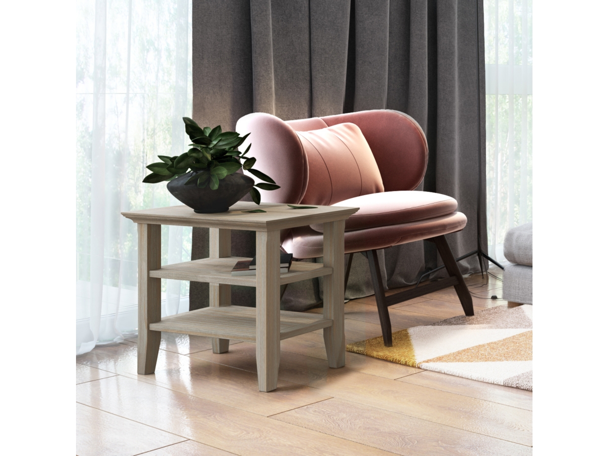 Simpli Home Acadian Narrow Accent Side Table, Distressed Gray, large