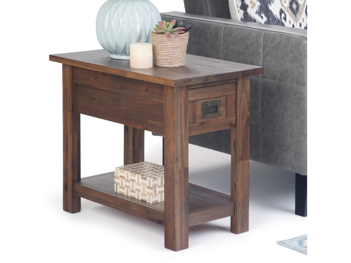 Simpli Home Monroe Narrow Accent Side Table, Distressed Charcoal Brown, large