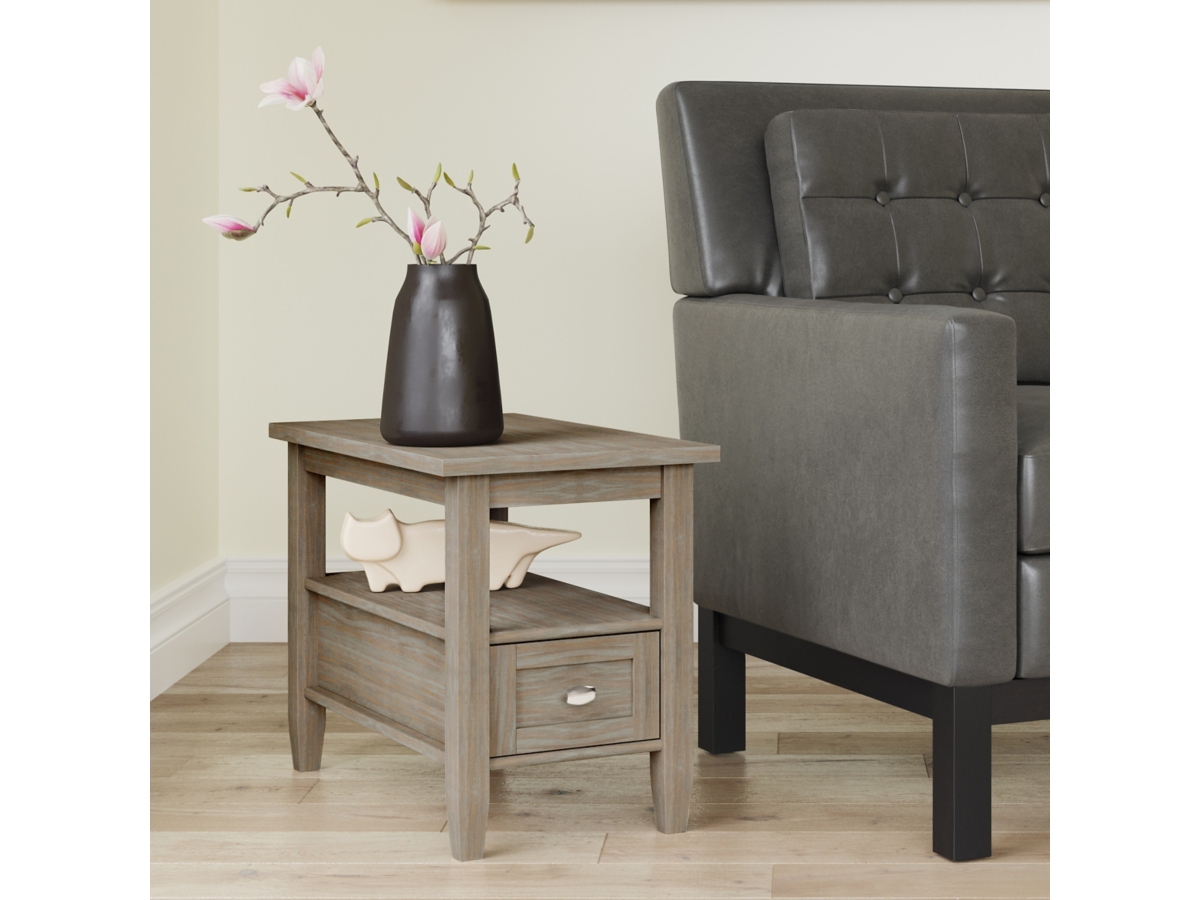 Simpli Home Warm Shaker Narrow Accent Side Table, Distressed Gray, large