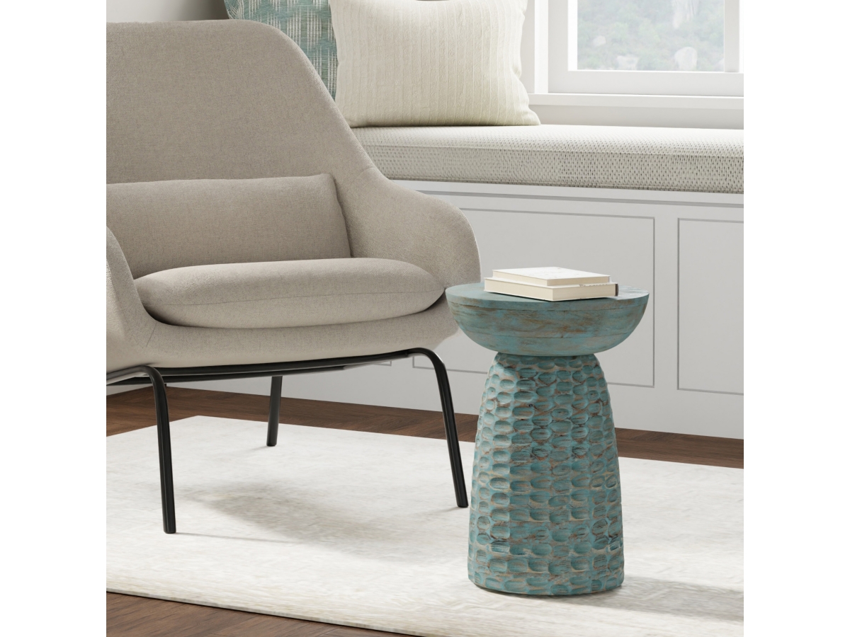 Simpli Home Boyd Wooden Accent Table, Teal Wash, large