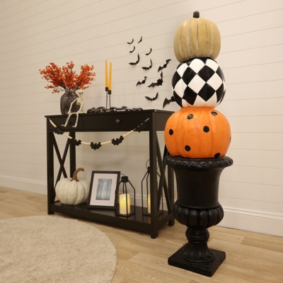 A600082505 Haunted Hill Farms Stacked Pumpkins in Urn 52, Mul sku A600082505