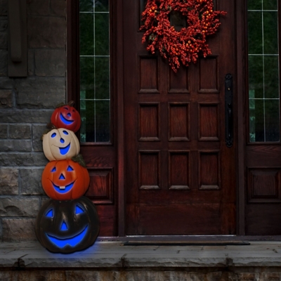 Haunted Hill Farms Stacked Jack-o-Lantern, Multi