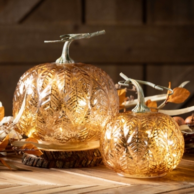 Sullivans LED Pumpkin (Set of 2), Gold