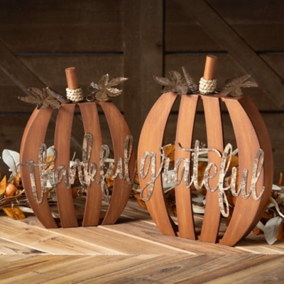 Sullivans Thankful Pumpkin (Set of 2), Brown