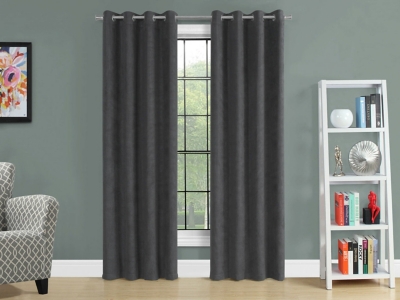 Monarch Specialties Aled Curtain (Set of 2), Gray