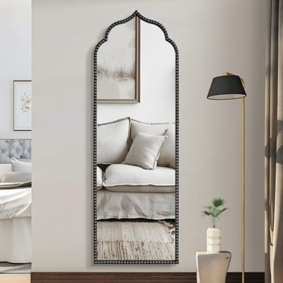 Feronia Oversized 64 Tall Arched Decorative Wall Mirror, Black