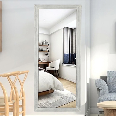 Feronia Rectangle Full Length Decorative Mirror, White, rollover
