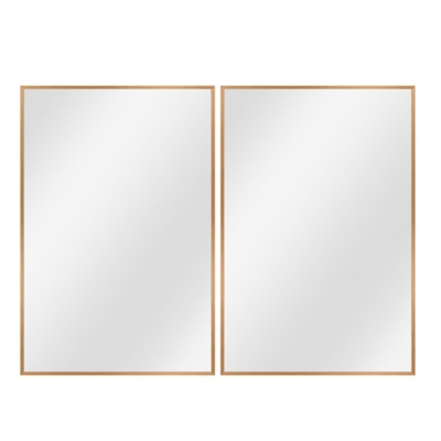 Feronia Rectangular Bathroom Wall Mirrors Set of 2, Gold, large