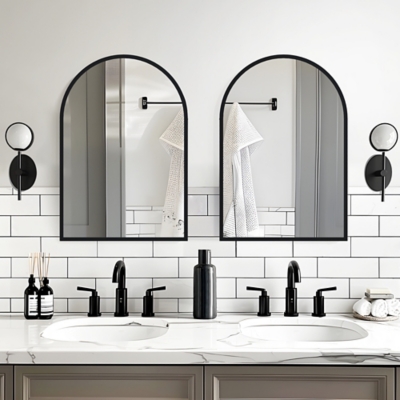 Feronia Classic Arched Bathroom Vanity Mirrors Set of 2, Black