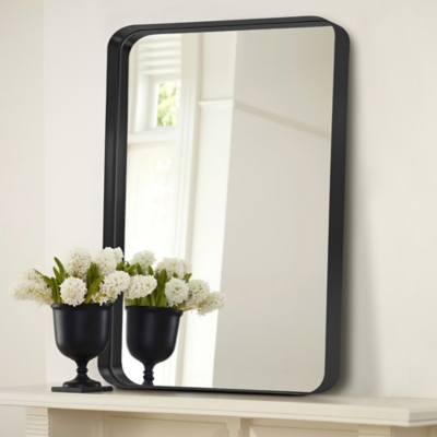 Feronia Large Deep Frame Decorative Wall Mirror, Black, rollover