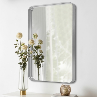 Feronia Large Deep Frame Decorative Wall Mirror, Silver